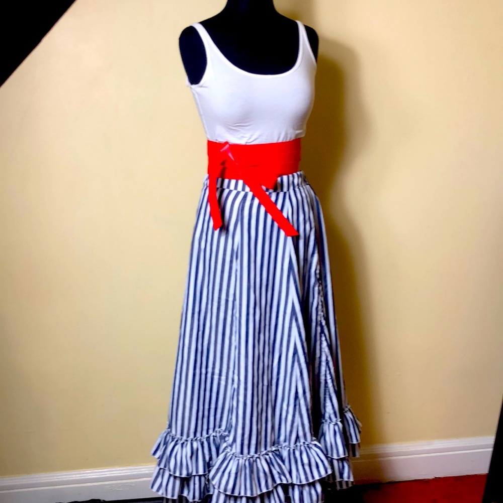 Navy Blue and White Stripe Skirt